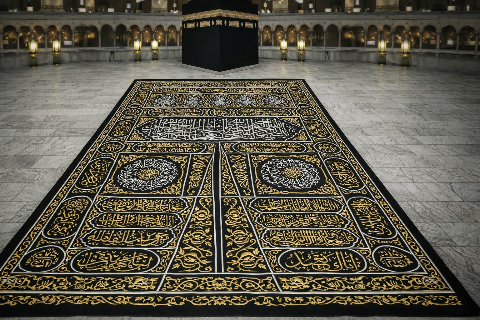 Original Kaaba Door Curtain Kiswah – Multazam Area (1446 Hijri) | King Salman Period Islamic Sacred Fabric