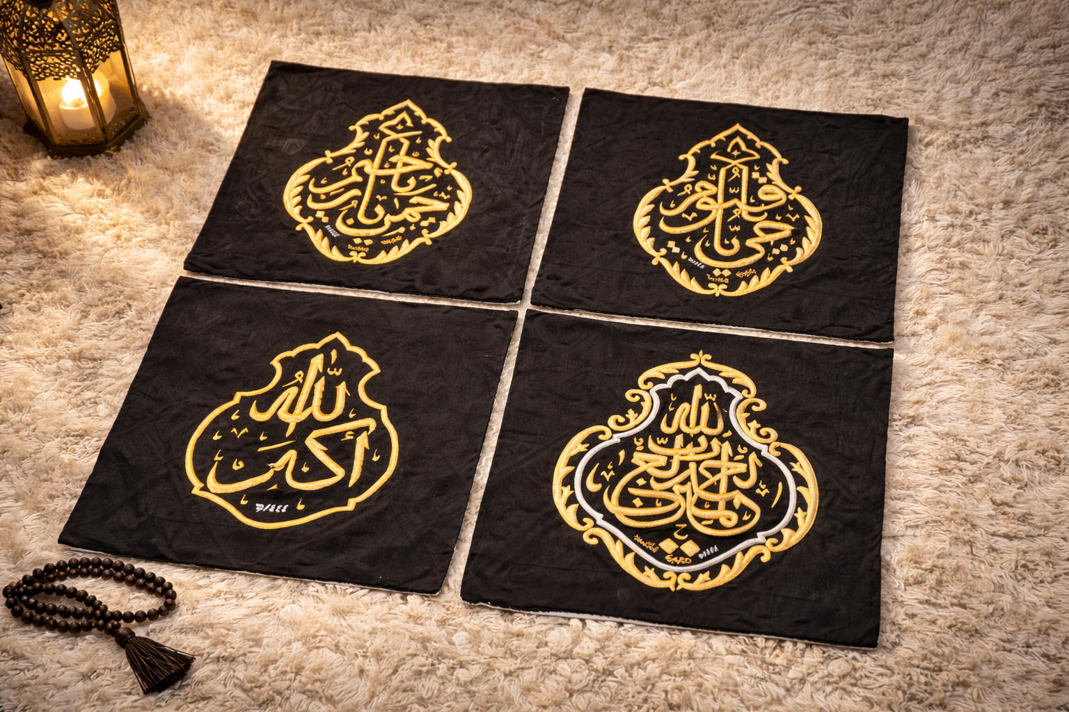 Original Kaaba Kiswah Qandeel Combo Set (4 Pieces with Patch) – Sacred Islamic Textile Collection - Image 2