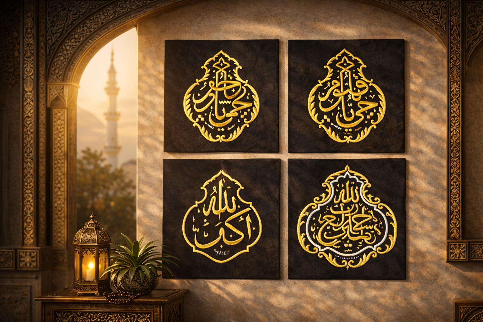 Original Kaaba Kiswah Qandeel Combo Set (4 Pieces with Patch) – Sacred Islamic Textile Collection - Image 4